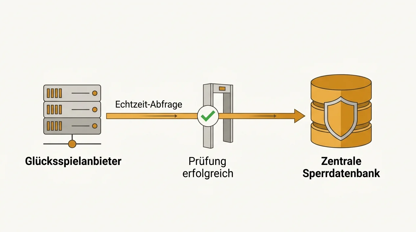 Datenfluss einer Echtzeit-Abfrage zwischen lizenziertem Anbieter und der OASIS-Sperrdatei